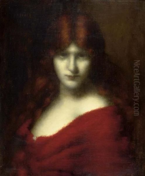 Bildnis Einer Rothaarigen Frau. Oil Painting by Jean-Jacques Henner