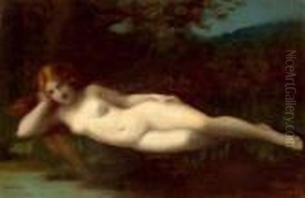 Woman Reclining. Oil Painting by Jean-Jacques Henner