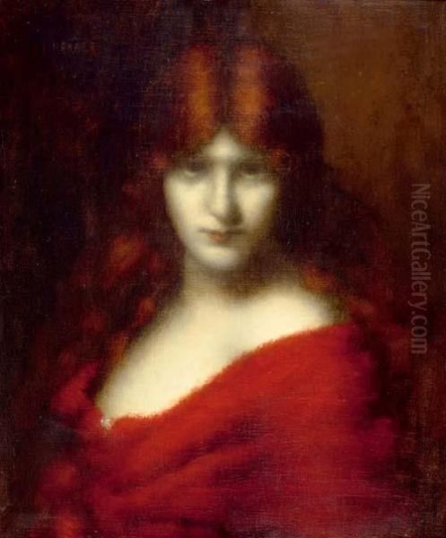 Portrait Of A Red Head. Oil Painting by Jean-Jacques Henner