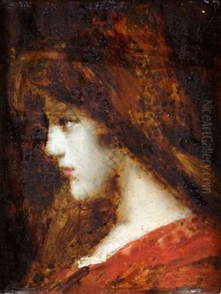 Jeune Femme De Profil Oil Painting by Jean-Jacques Henner