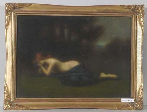 Liegende Halbnackte Frau. Oil Painting by Jean-Jacques Henner