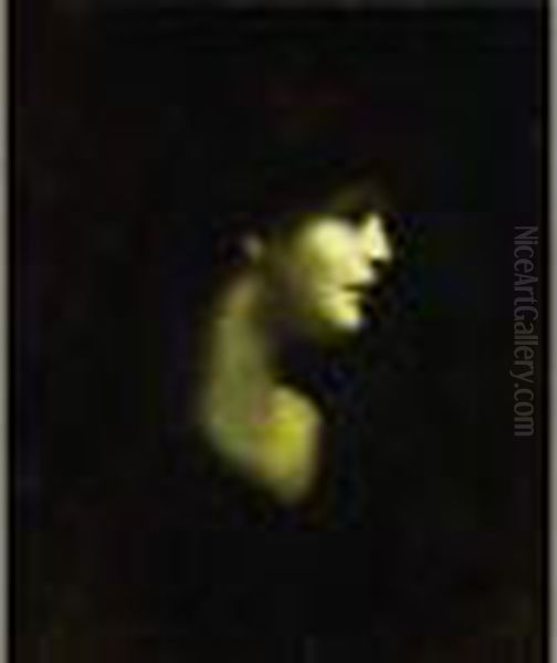 Jeune Femme De Profil Oil Painting by Jean-Jacques Henner