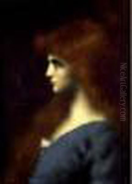 Portrait D'une Femme Rousse De Profil Oil Painting by Jean-Jacques Henner