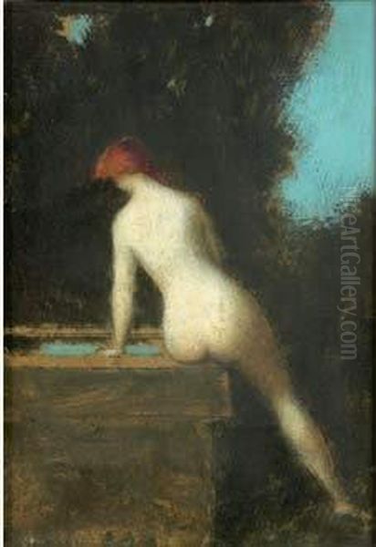 Nu A La Fontaine Oil Painting by Jean-Jacques Henner