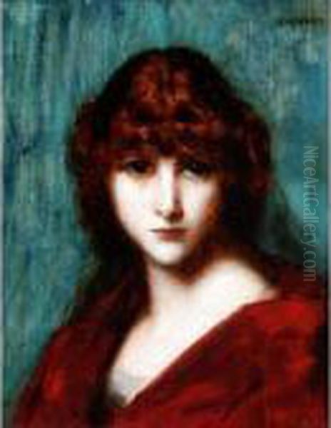 Head Of A Girl Oil Painting by Jean-Jacques Henner