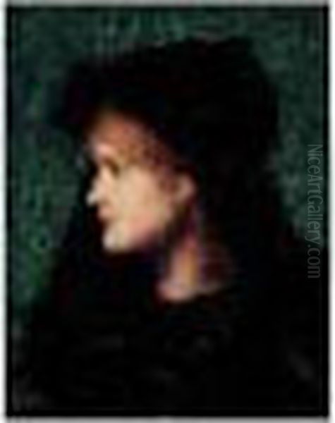 Jeune Femme De Profil Oil Painting by Jean-Jacques Henner