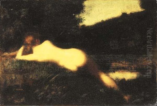 Reclining Nude Oil Painting by Jean-Jacques Henner