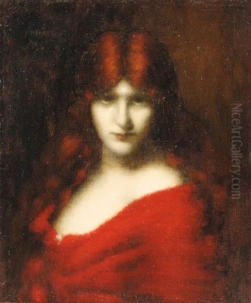 Portrait Of An Auburn Beauty Oil Painting by Jean-Jacques Henner