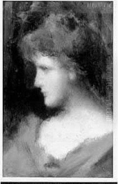 Profil De Femme Rousse Oil Painting by Jean-Jacques Henner