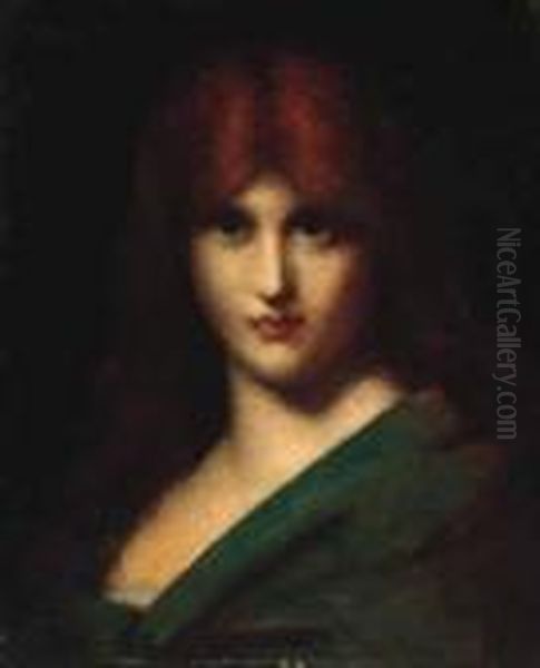 Red Haired Beauty Oil Painting by Jean-Jacques Henner