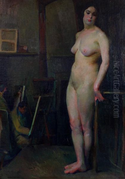 In The Artist's Studio Oil Painting by Robert Henri