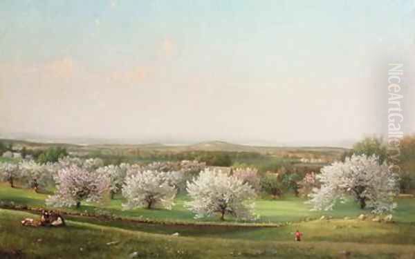 Apple Orchard 1878 Oil Painting by Nelson Augustus Moore