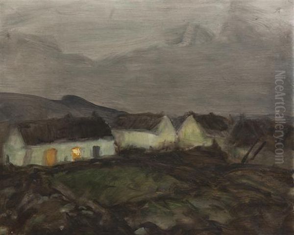 Cottages On The Moors Oil Painting by Robert Henri