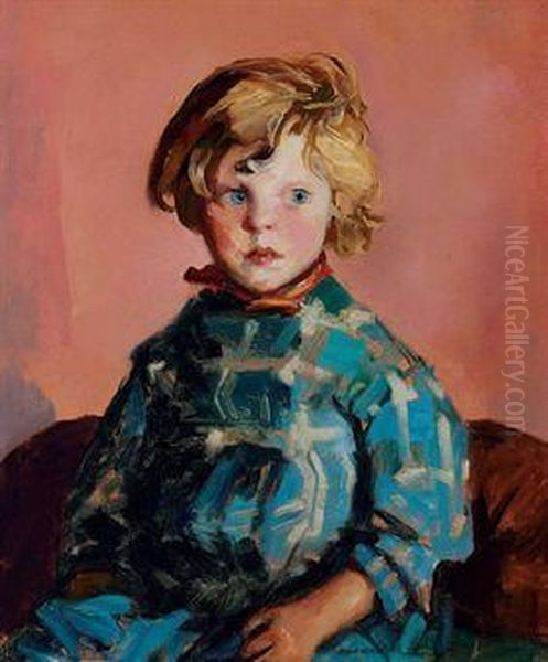 The Blue Plaid Dress (annie) Oil Painting by Robert Henri