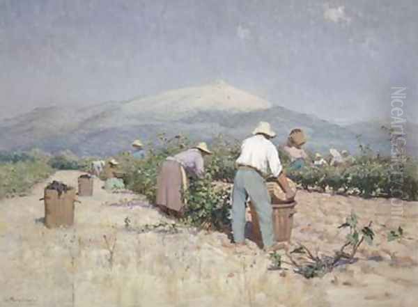 Vintage Harvest in Provence 1890 Oil Painting by Frederic Montenard