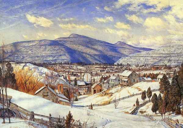 Winter Landscape, Valley of the Catskills Oil Painting by Charles Herbert Moore