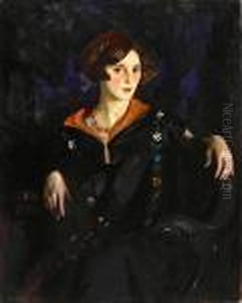 Portrait Of Miss Louise Getz Oil Painting by Robert Henri