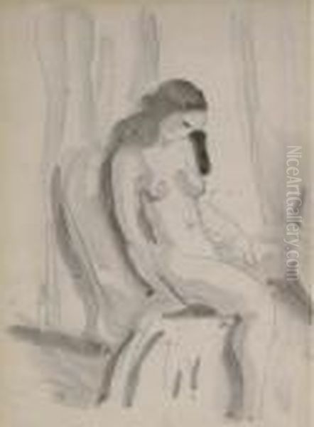 Nude On A Chair Oil Painting by Robert Henri