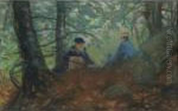 Two Girls In The Woods Oil Painting by Robert Henri