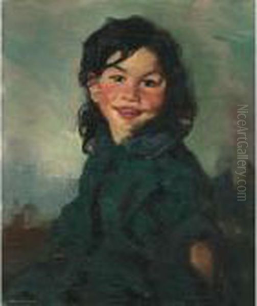 Laughing Gypsy Girl Oil Painting by Robert Henri