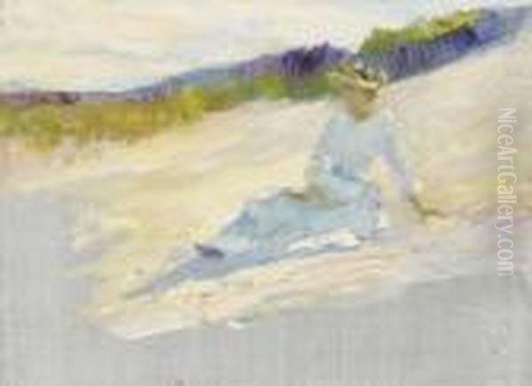 Sunlight, Girl On Beach, Avalon Oil Painting by Robert Henri