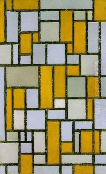 Composition with Gray and Light Brown Oil Painting by Piet Cornelis Mondrian