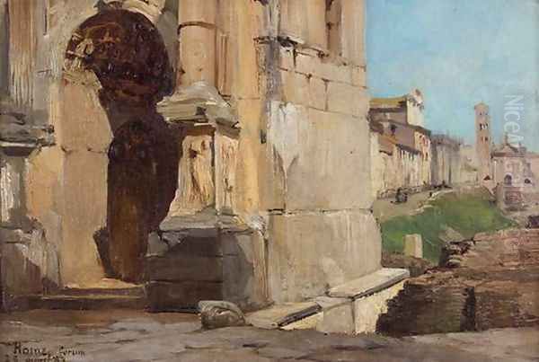 Le forum romain et lArc de Triomphe de Septime Severe, 1883 Oil Painting by Albert Pierre Rene Maignan