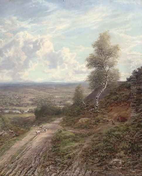 Near Guilford, Surrey Oil Painting by George William Mote