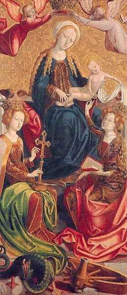 The Virgin and Child with Saints Margaret and Catherine 1500 Oil Painting by Follower of Michael Pacher