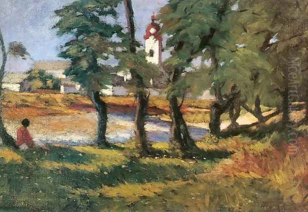 View of Nagybanya c. 1903 Oil Painting by Jeno Maticska