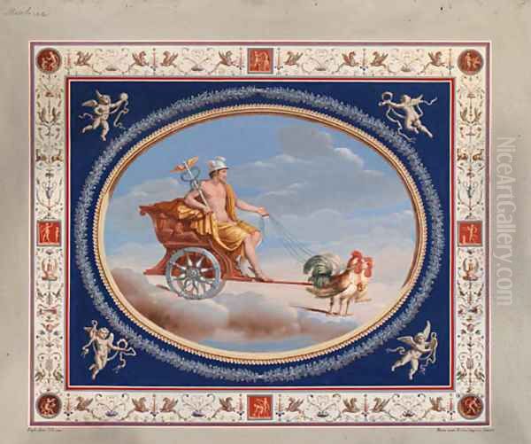 Mercury in a Chariot drawn by Cockerels Oil Painting by Michelangelo Maestri