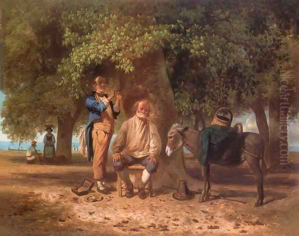 Travelling Barber 1863 Oil Painting by Andras Marko