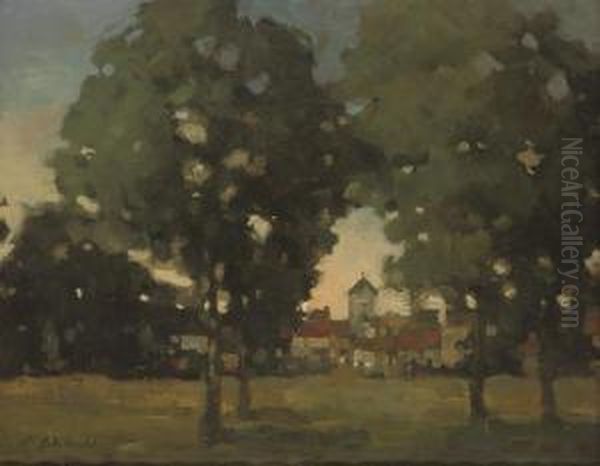 A Wooded Landscape With A Town Beyond Oil Painting by James Watterston Herald