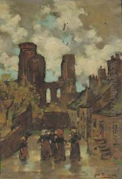 Fishwomen Conversing On The Street, St. Andrews Oil Painting by James Watterston Herald