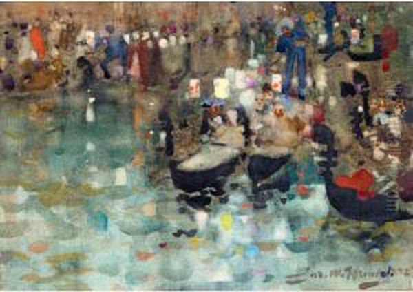 Venetian Gondoliers Oil Painting by James Watterston Herald