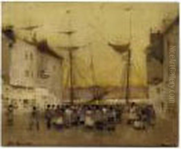 The Quayside At Harwich Oil Painting by James Watterston Herald