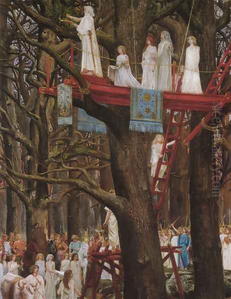 Druids Cutting the Mistletoe on the Sixth Day of the Moon Oil Painting by Henri Paul Motte