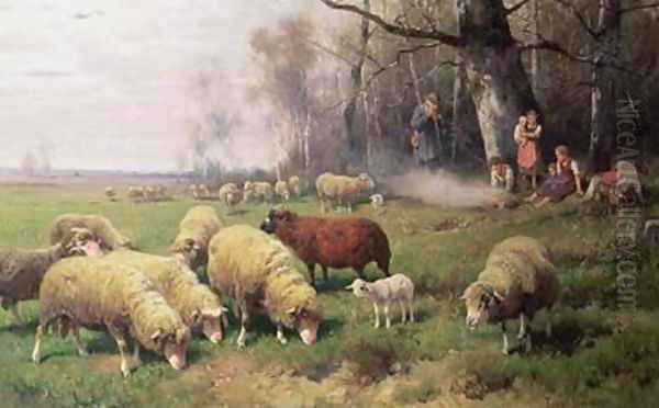 The Shepherds Family Oil Painting by Adolf Ernst Meissner