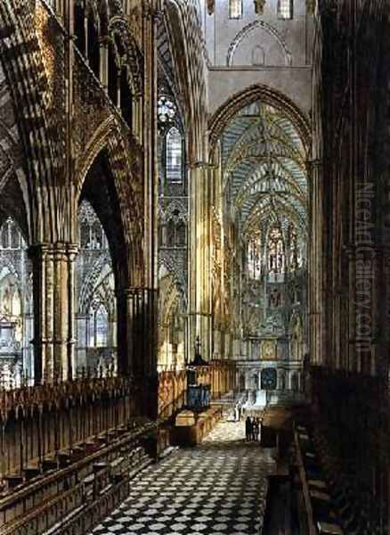 The Choir plate 7 from Westminster Abbey Oil Painting by Frederick Mackenzie