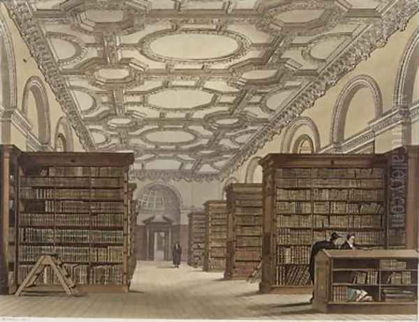 Interior of the Public Library Cambridge Oil Painting by Frederick Mackenzie