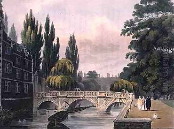 Exterior of St Johns College from the Gardens Oil Painting by Frederick Mackenzie