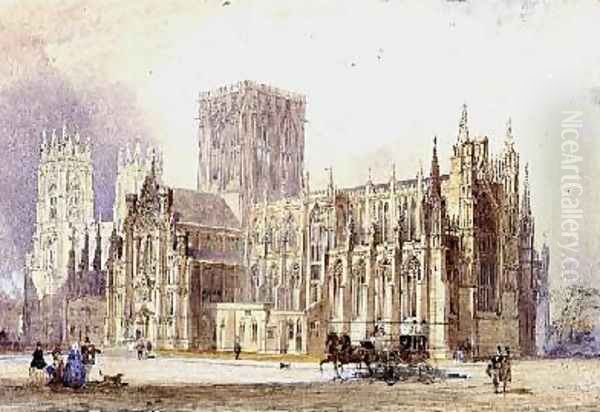 York Minster south view Oil Painting by Frederick Mackenzie