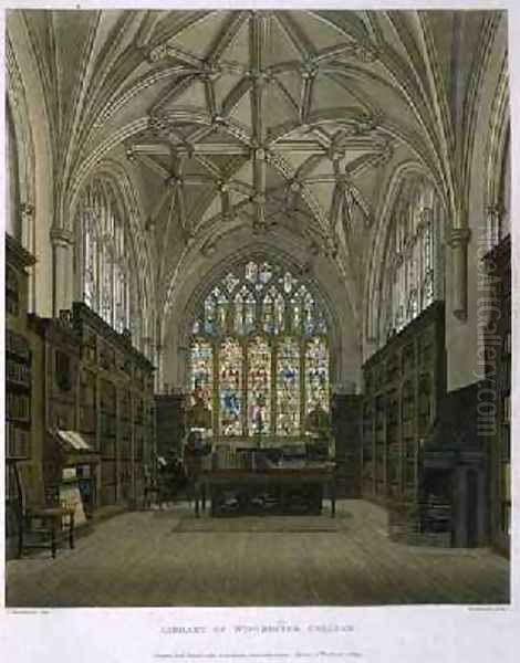 Library of Winchester College Oil Painting by Frederick Mackenzie