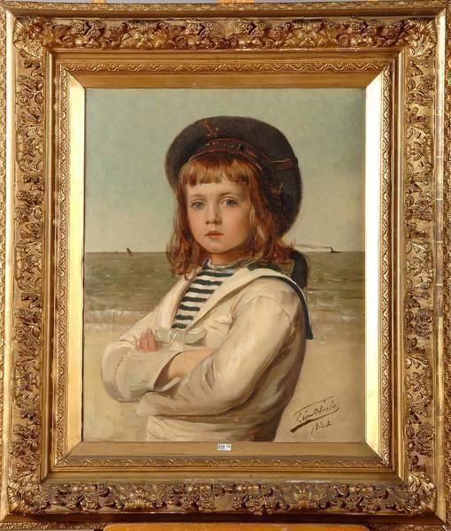 Portrait D'un Jeune Garcon En Costume De Marin Oil Painting by Leon Herbo