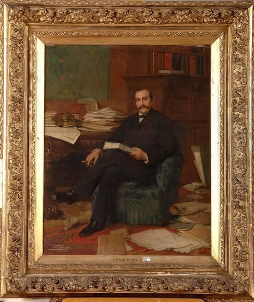 Portrait D'un Notable Assis Dans Son Bureau Oil Painting by Leon Herbo