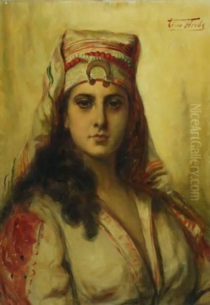 Portrait D'orientale Oil Painting by Leon Herbo