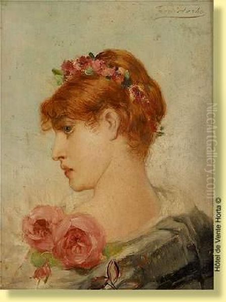 Jeune Femme De Profil Oil Painting by Leon Herbo