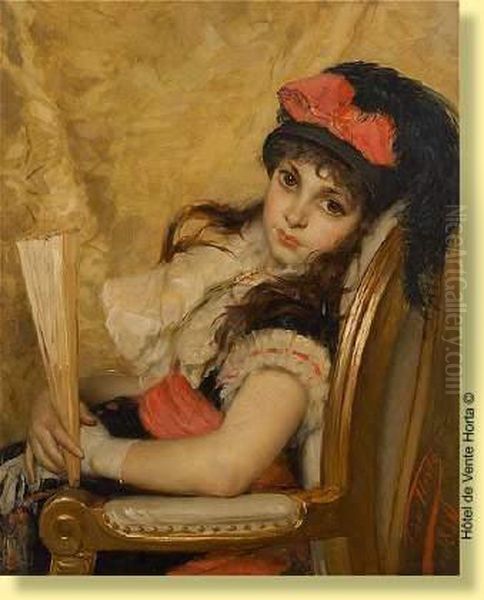 Jeune Fille Prete Pour Le Bal Oil Painting by Leon Herbo