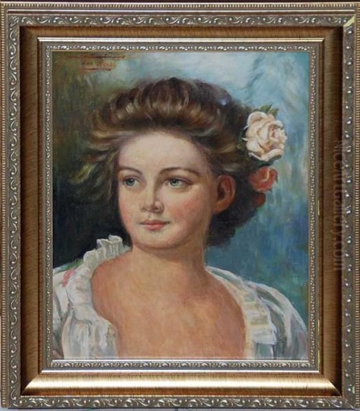 Portrait Of Girl Oil Painting by Leon Herbo