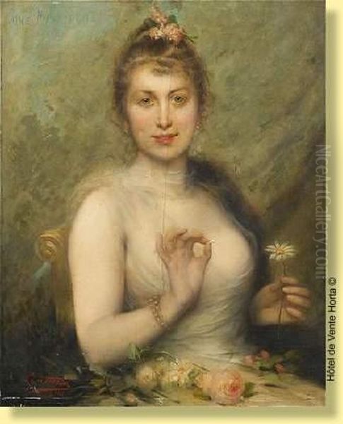 Une Marguerite Oil Painting by Leon Herbo